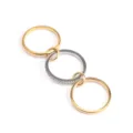Minimalist triple-linked ring set in gold and silver finish with pavé crystal accents. - Three-Layer Gold Silver Contrast (B-70-1) / Three-Link With Rhinestone