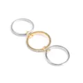 Elegant three-layer stacked linked rings in gold and silver finish with crystal inlay - Three-Layer Silver Gold Rhinestone (B-70-3) / Mixed Metal With Rhinestone