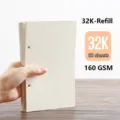 Premium 32K sketchbook refill with 60 sheets of 160 GSM heavy cream drawing paper. - 32k replacement core