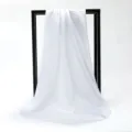 Elegant white silky square scarf draped on black frame showing soft texture and folds. - 90*90cm / White