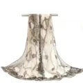 Elegant leopard print chiffon scarf with gold chain patterns for women's summer wear. - 155*47cm / Beige