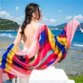 Vibrant ethnic style printed beach shawl wrap for sun protection and vacation - 180x90cm / Colorful