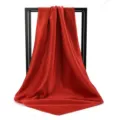 Close-up detail of smooth red silk square scarf with elegant sheen and soft texture - 90*90cm / Rust red