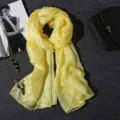 Elegant yellow pearl luster linen scarf detail showing soft texture and premium drape - 180x80cm / Yellow