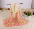 Elegant long chiffon scarf with colorful butterfly print for women, versatile sun protection shawl - Orange Pink Gradient Butterfly (No. 3)