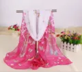 Elegant women's chiffon scarf with pink butterfly and floral print shawl - Rose Pink Floral Butterfly (No. 10)