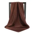 Macro view of chocolate brown silky square scarf with elegant draping and smooth texture - 90*90cm / Coffee