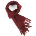Elegant burgundy solid color faux cashmere scarf with fringe details for autumn and winter - Wine Red
