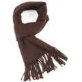 Solid dark brown cashmere-like winter scarf for women featuring elegant fringe tassels - Coffee