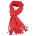 Soft solid red imitation cashmere winter scarf for women with elegant tassel detail - Red