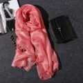 Elegant coral pink pearl luster cotton linen shawl for sun protection and beach travel - 180x80cm / Dusky Pink