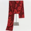 Elegant red cashmere-feel scarf with traditional Chinese Fu character pattern - 180cm*32cm / Safe Blessing