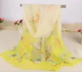 Elegant yellow chiffon scarf with vibrant butterfly prints for summer sun protection - Lemon Yellow Butterfly (No. 1)