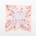 Elegant silk square scarf with pink magnolia flower pattern on white gradient background. - Pink Gradient Magnolia