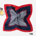 Elegant red and navy blue striped silk square scarf perfect for professional office wear - Red Blue White Horizontal Stripe (Style 25)