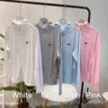 Breathable UV protection hooded sun shirt with thumb holes in four pastel colors - One Size / Tops / Blue