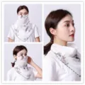 Breathable chiffon sun protection mask scarf with elegant floral print for outdoor women - No. 24 (Elegant Purple Floral)