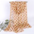 Elegante sciarpa rettangolare in georgette a pois nei toni marrone e beige - Cachi a Pois