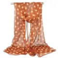Sciarpa rettangolare leggera in georgette marrone con motivo a pois crema per donna - Georgette Dot Coffee