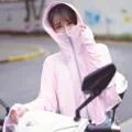 Women's pink ice silk sun protection jacket for outdoor cycling and UV protection - One Size / Tops / Pink