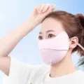 Masque de protection solaire en soie glacée rose pour femme avec protection des coins des yeux - Taille unique / Rose
