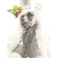 Elegant grey and white burnout floral lace scarf with a long patchwork design for women - 75x200cm / Grayish White