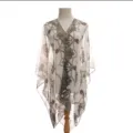 Elegante scialle da spiaggia in chiffon con stampa leopardata e catene barocche oro - Scialle Kimono / 160x100cm / Beige