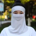 Breathable light gray ice silk face mask for full sun protection during outdoor cycling. - One Size (Head Circumference 55-60cm) / No Brim / Gray