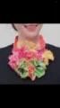 Versatile ruffled floral silk scarf fake collar with vibrant multi-color layering design - Orange / One Size