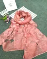 Detailed view of the elegant pink floral scarf with delicate tie-dye gradient effects - Dusky Pink