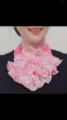 Elegant pink ruffled chiffon neck scarf and decorative floral fake collar for stylish women - Pink / One Size