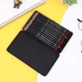 Professional 12-piece sketch pencil set ranging 2H-8B in a sleek black metal tin case - 12 Pieces Tin Box / Black