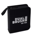 Professional black 100-piece dual brush pen carrying case with zipper and handle. - 100 Colors