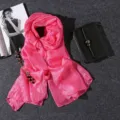 Bright pink pearl luster lightweight cotton-linen scarf for beach and sun protection - 180x80cm / Pink