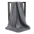 Elegant solid dark grey 90cm satin silk square scarf for hair styling and sun protection - 90*90cm / Dark Gray