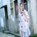 Ethnic style white cotton linen scarf with pink floral embroidery for women sun protection - 90x180cm / White