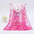 Elegant pink butterfly and floral print women's chiffon long scarf for spring summer - 155x50cm / Large Butterfly Magenta