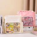 Large capacity lace ita bag with transparent display window for guzi pin storage - Beige