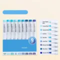 Languo 9-color ocean blue acrylic markers with soft brush tips - Ocean Blue Series / 9 Pieces Set