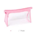 Große transparente Federtasche mit stylischem rosa Reißverschluss und Rand für Schüler - Transparentes Rosa