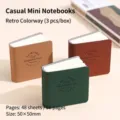 Set di tre mini taccuini tascabili portatili in pelle PU 50x50mm colori vintage - Set da 3 (50x50mm) / tonalità retrò