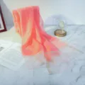 Elegant peach pink silk wool scarf with shimmering gold trim edges - Hot Pink