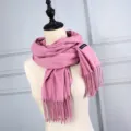 Elegante oudroze imitatie kasjmier sjaal met klassieke franjes voor herfst en winter - Oudroze