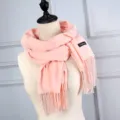 Elegante perzikroze sjaal van imitatiekasjmier met franjes voor dames in de winter - Koreaans Roze
