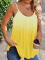 Canotta casual plissettata gialla sfumata da donna con sottili spalline a spaghetti - 1XL / Top / Giallo