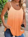 Close-up view of orange gradient pleated camisole showing fabric draping and thin straps. - 1XL / Tops / Orange