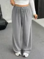 Pantaloni casual larghi da donna con coulisse in grigio vestibilità comoda - Taglia S / Grigio chiaro