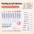 9-pack professional skin tone acrylic markers with soft brush tips for layering effects - Skin Tone