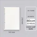 A5 Blanko-Loseblatt-Papiereinlage mit 20 Löchern, 80 g/m² Premium-Papier, 60 Blatt - A5 Blanko-Nachfüllpackung / 20 Löcher / 60 Blatt