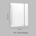 Transparenter A5 PP Loseblatt-Hefter mit 20 Ringen und elastischem Verschlussband - A5 Hülle (Keine Nachfüllung) / 20 Löcher / Mattweiß